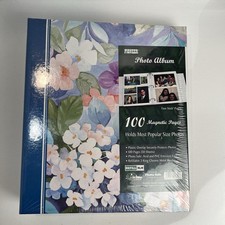 VTG Pioneer Floral Magnetic Photo Album 100 Pages Blue Made In USA