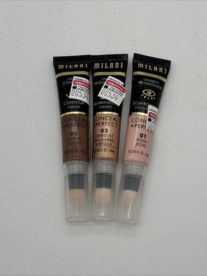 3pc!Rose 01, Stardust 02, Toffee Milani Undereye Brightener Conceal+ Perfect