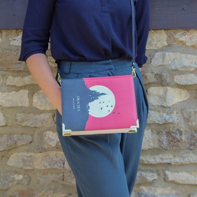 Dracula Moon Book Handbag Crossbody Purse Halloween Goth Novel Costume + dustbag
