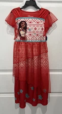Disney Girls Princess Moana Fancy Dress Gown Sleepwear Nightgown Size 6/6x