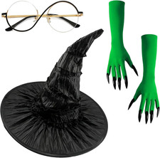 Wicked Costume Set,Witch Hat,3Pcs Dress-Up Cosplay Accessory
