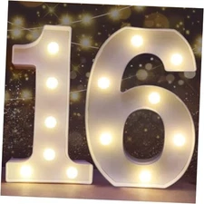  Decorative Led Light Up Number Letters Plastic Marquee Number Number 16 White