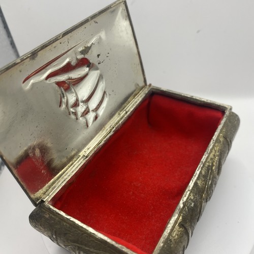 Vintage Clipper Ship Metal Embossed Trinket Box Made In Japan Nautical Theme - Picture 12 of 15
