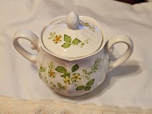 Vintage Petit Flora Ironstone Sugar Bowl Offered by Sears 1970s