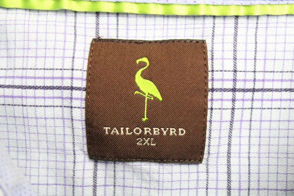 Camisa Tailorbyrd Para Hombres 2XL Azul Púrpura Cuadros Botones Manga Larga Informal Foto 3 de 4