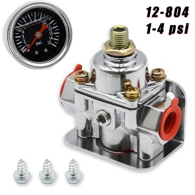 #ad 12 804 Adjustable Low Fuel Pressure Regulator w Gauge Kit 1 4 PSI Fuel Regulator $29.77