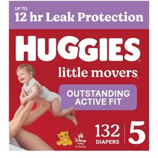 Huggies Little Movers Diapers Size 5, 132 Count 2 Packs of 66 