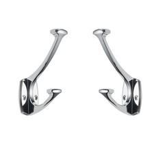 Polished Chrome Hooks Decorative Heavy Duty Solid Large Coat Towel Robe 2 PCS