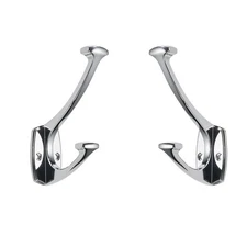 Polished Chrome Hooks Decorative Heavy Duty Solid Large Coat Towel Robe 2 PCS