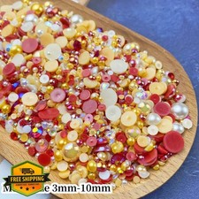 Mixed Resin Flatback Pearls/Rhinestones 60g, 3-10mm AB Color Crafts