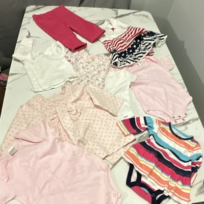 Carter's Gerber Moon and Back Baby Girl Clothing Lot 0-6M Organic Stripe Multi