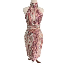 Zimmermann Silk Paisley Set Size 1 AU 10 US 6 Halter Top + Midi Skirt Boho EUC
