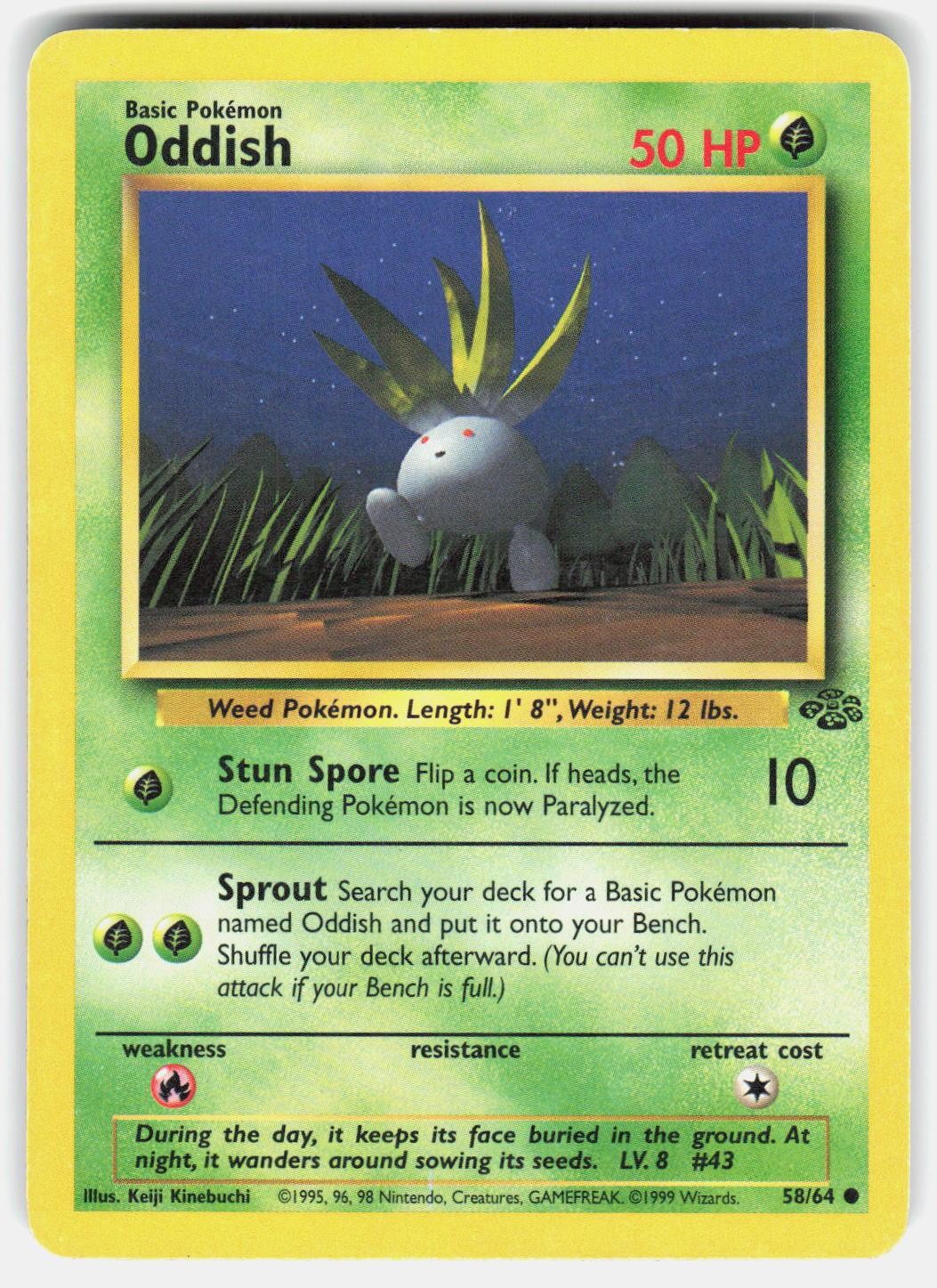ODDISH 58/64 COMMON JUNGLE POKEMON UNLIMITED HP
