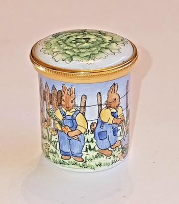 NEUPREIS! Staffordshire Emaille Peter Rabbit Bonnboniere Box Beatrix Potter