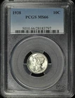 1938 Mercury Dime PCGS MS-66