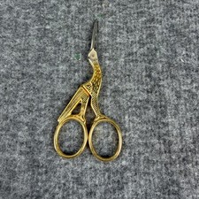 Gold Stork Bird Embroidery Scissors Small Sewing Craft Detail Tool Made In Italy
