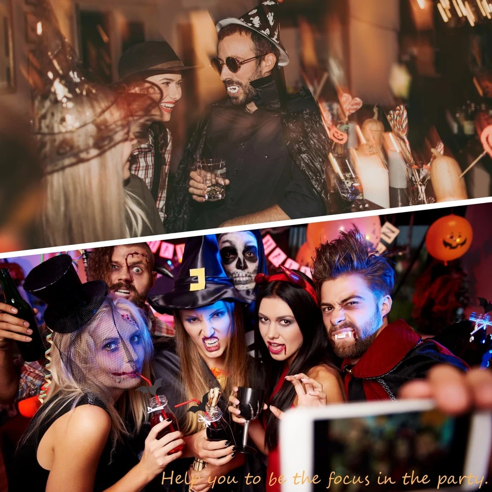 Juego de dientes de vampiro - 16 pares de colmillos falsos con adhesivo para disfraces de Halloween Foto 3 de 4