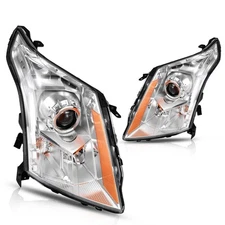 For 10-16 Cadillac SRX Headlights Projector Chrome Housing Headlamp w/ Bulbs