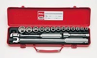 Koken 1/2'' Square Socket Set, 17 Pieces, 4230M