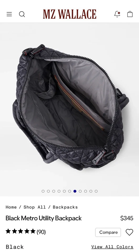 Mochila utilitária MZ WALLACE pequena metro acolchoada náilon tiracolo ~nova com etiquetas~ preta - Imagem 3 de 4