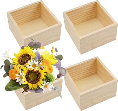 Unlackierte Aufbewahrungsboxen aus Holz, 4 Stück Wooden Storage Craft Box, 10x10