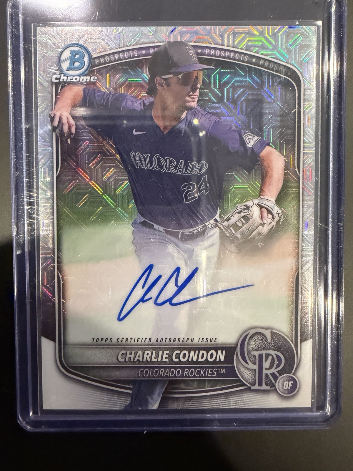 2025 Bowman Chrome Charlie Condon Mojo Refractor AUTO RC #BMA-CC Rockies