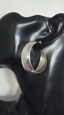Modernist Boho 925 Sterling Silver Large Wide Hoop Earrings 1.5  