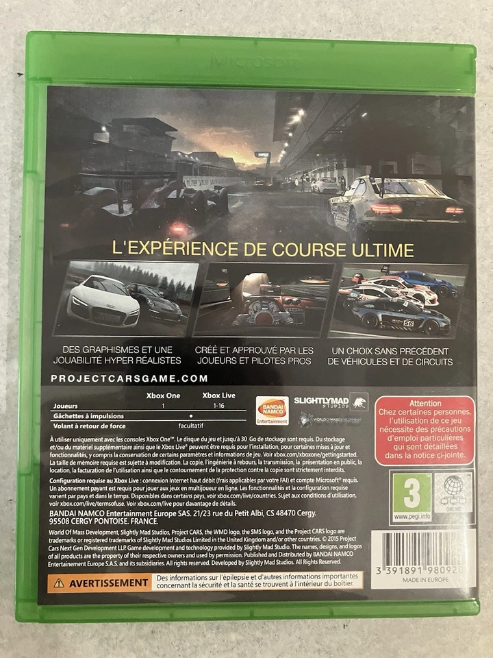 Lot XBOX ONE : Project Cars + F1 2019 Complet - Xbox One - PAL FR, photo 3 sur 3