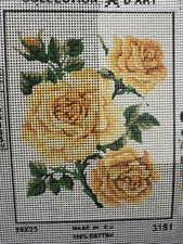 Printed needlepoint tapestry   20x25 Cm  Rto Canvas Only Blue Flowers