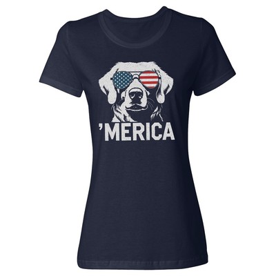 Labrador Merica - American Lab Dog Lover 4th of July Ladies' Crewneck T-Shirt