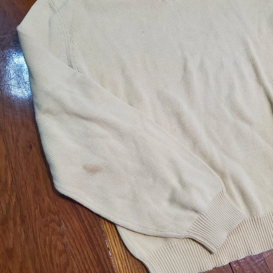 Suéter Brooks Brothers Vintage Masculino Decote V Manga Longa Feito Nos EUA Amarelo Médio - Imagem 2 de 4