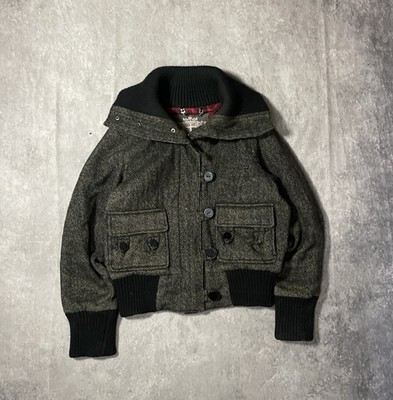 Vintage women's XX by mexx Herringbone Tweed Bomber Jacket