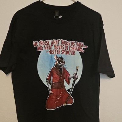 Gildan Softstyle Master Splinter TMNT Graphic Black Men's T-Shirt Size L