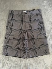 Tony Hawk Youth Boys Size 12 Gray Plaid Casual Cargo Sport Shorts NWT