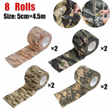 8 Roll 4.5M Camo Wrap Camouflage Tape For Rifle Gun Hunting Stealth Tape 4 Color