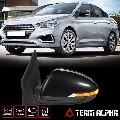 Fits 2018-2022 Hyundai Accent[Left Driver Side]OE Style Power+Heat+Signal Mirror
