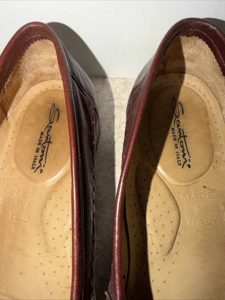 Santoni Tassel Basket Weave Brown Italian Leather Loafers 10.5 Vero Cuoio Italy Vero cuoio italian brown - Gem main image 3