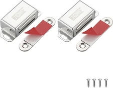 JQK Magnetic Door Catch, Heavy Duty Magnet Latch Cabinet 2 Pack, Silver 