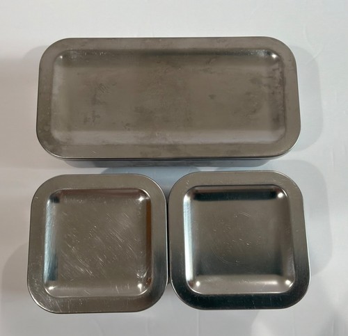 Vintage Stainless Steel Revere Ware Refrigerator Containers Set 3 Dishes & Lids
