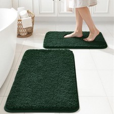 MIULEE Dark Green Bathroom Rugs Set 2 Piece, Soft 16''x24'',