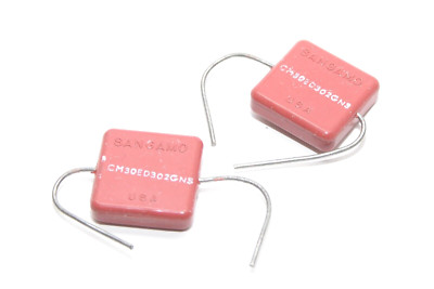 2x Glimmer-Kondensator Sangamo 3000 pF / 500 V, High End Tube Amp Capacitor, NOS
