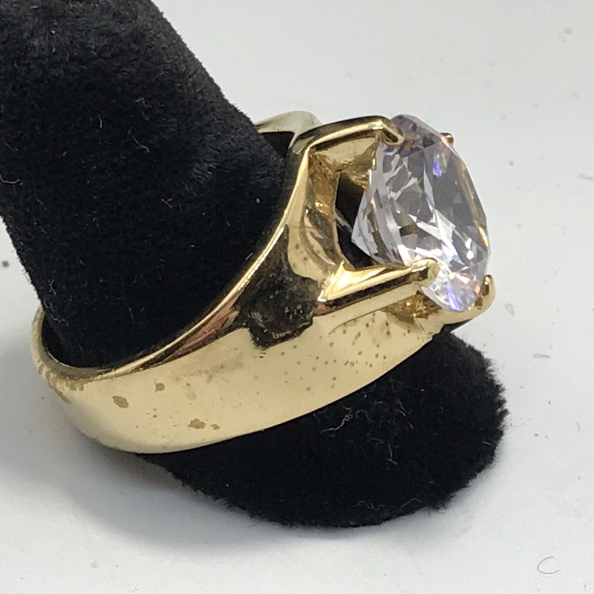 Vintage 18K GE Gold Plated & Clear Cubic Zirconia In Unique Design