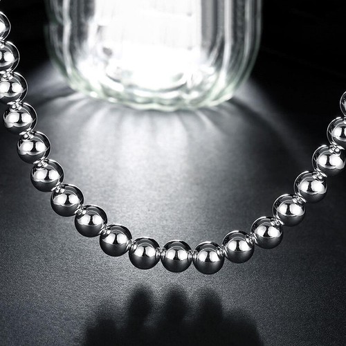 NEW 925 Sterling Silver Filled 8MM Solid Ball Beads Charm Necklace Stunning Gift - Picture 4 of 9