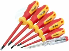 TOLSEN 6pc VDE 1000V ELECTRICIAN'S INSULATED SCREWDRIVER SET PHILLIPS SLOTTED