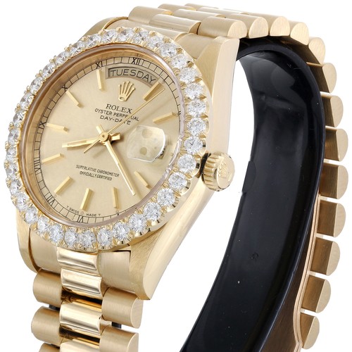 Mens 18K Yellow Gold 36mm Rolex Day-Date President 18038 Diamond Watch 3.50 CT - Picture 8 of 10