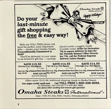 Omaha Steaks "Do last-minute Christmas shopping the easy way" Vtg Print Ad 1986
