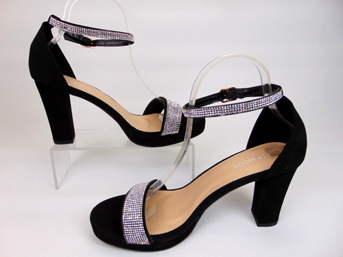 NEW! Top Moda EMMA Women's Ankle Strap Dress Sandal Block Heels Size 8.5 Black - Picture 3 of 14