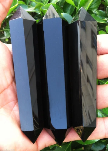 1 Stck. 90-120 mm Natürlicher Obsidian Quarz Kristall Doppelabschluss Stab Heilung - Bild 2 von 4
