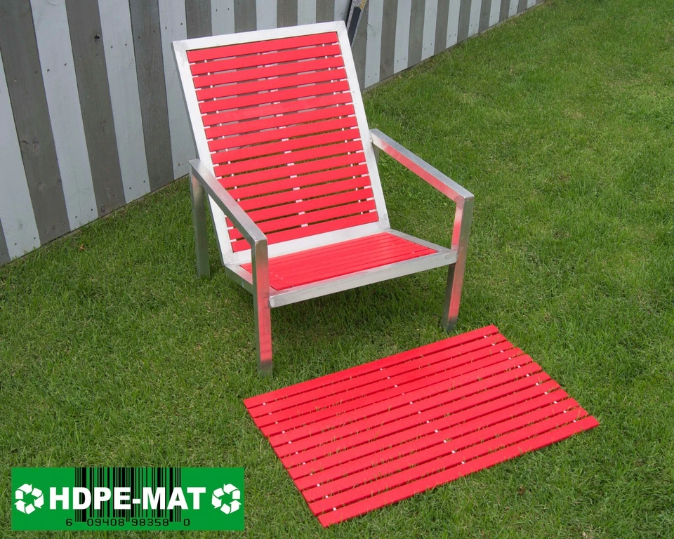 Felpudo de entrada de plástico reciclado de alta resistencia al aire libre rojo poli madera HDPE TAP Foto 4 de 4