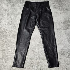 A New Day Pants Women's Size Large 30" Black Faux Leather Elastic Waist NWOT